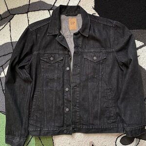 Gap Mens Charcoal Black Front Button Up Denim Jacket Size M